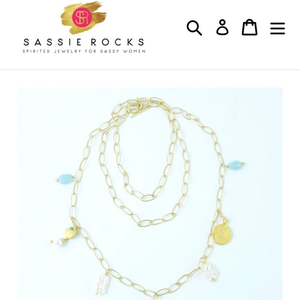 Sassy Rocks Treasure Aquamarine Pearl Necklace